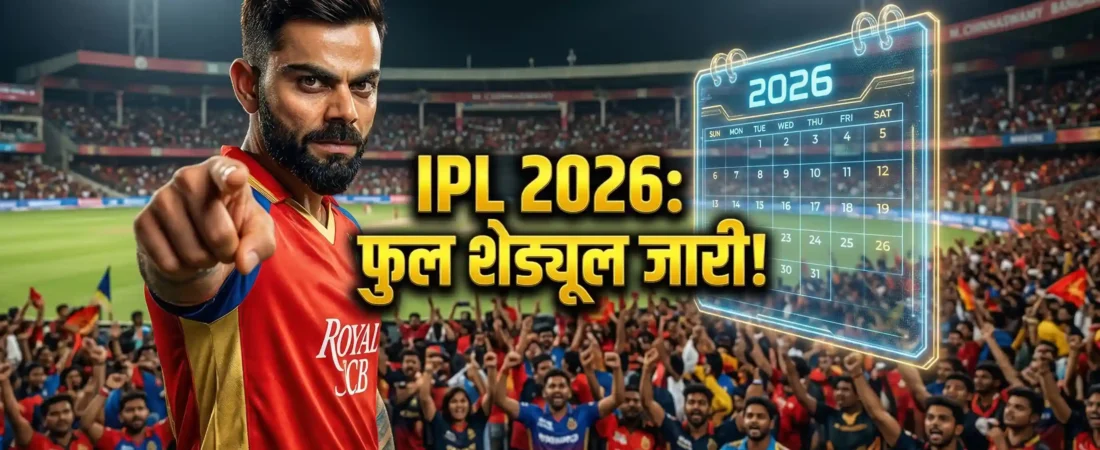 IPL 2026 का फुल शेड्यूल (फेज़ 1) जारी! देखें RCB के मैचों की पूरी लिस्ट और तारीखें